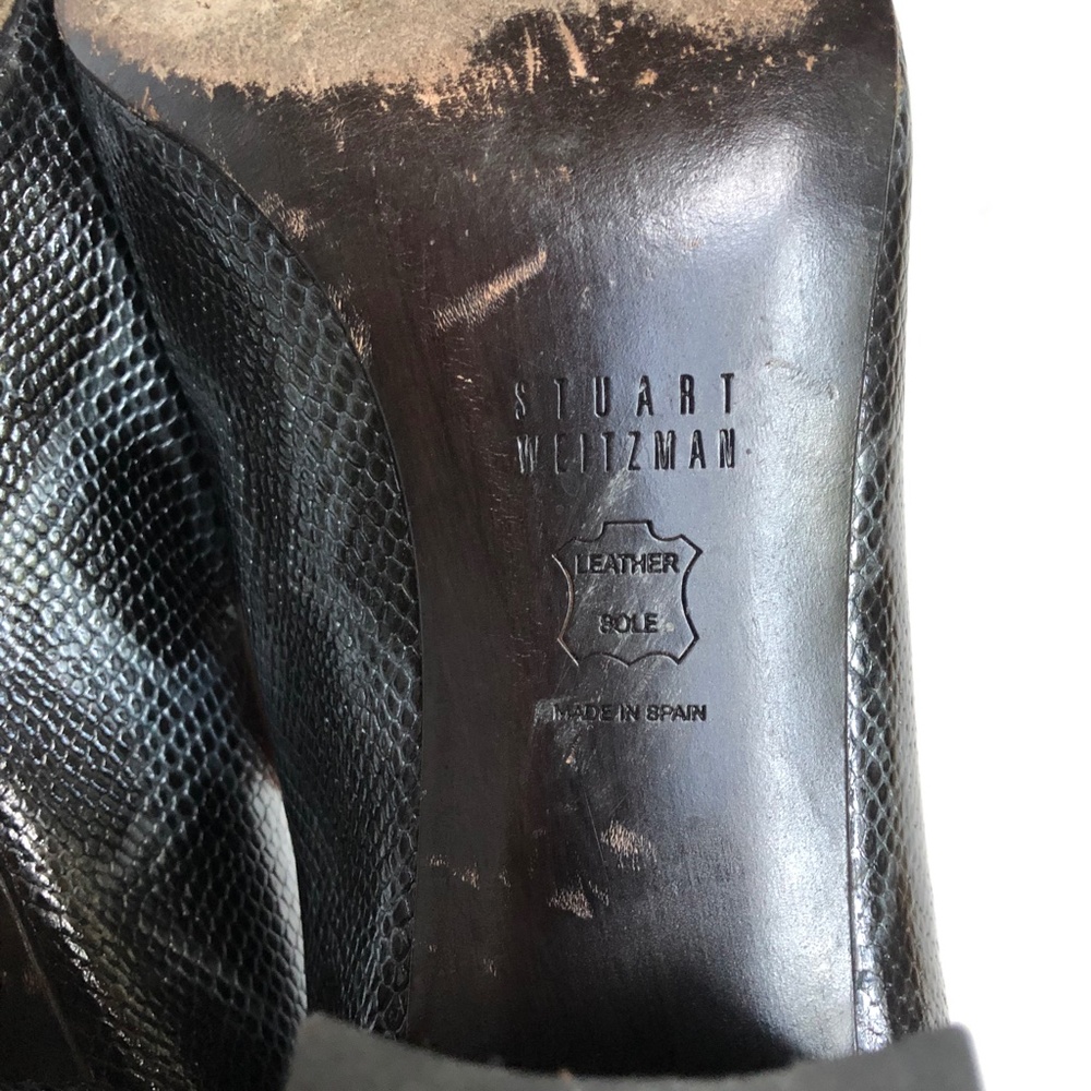 Stuart Weitzman Pointy Toe Snake Print Block Heels - image 7